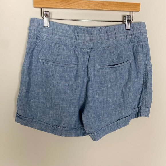 Athleta Cabo Linen 4" Shorts Blue Pull On Womens 8 Breathable Natural Fabric - Picture 3 of 6